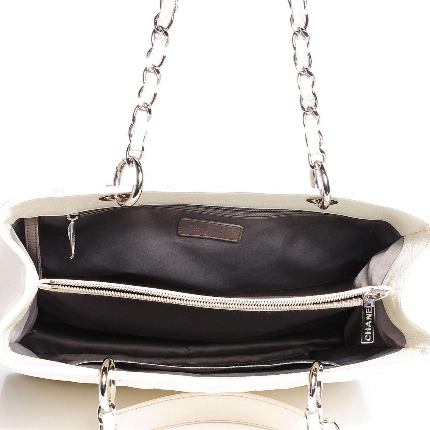 Caviar Quilted Grand Shopping Tote GST White