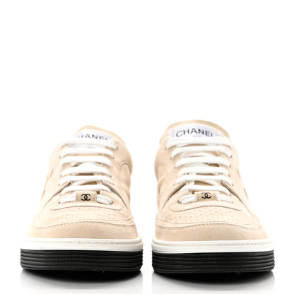 Chanel Suede Kidskin Womens CC Sneakers 41 Light Beige 2 of 8