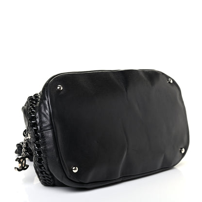 Chanel Calfskin Modern Chain Rhodoid Bowling Bag Black 3 of 4