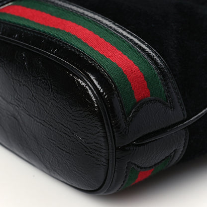 Gucci Suede Patent Web Mini Ophidia Bucket Bag Black 10 of 10