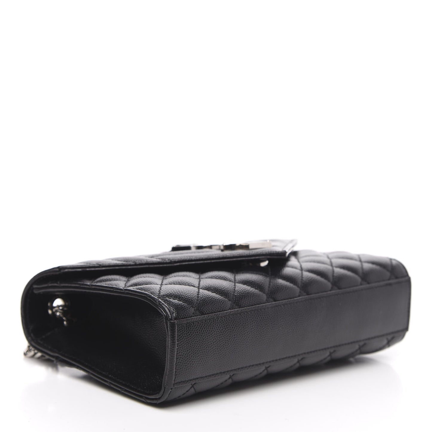 Grain De Poudre Textured Mixed Matelasse Triquilt Small Monogram Satchel Black