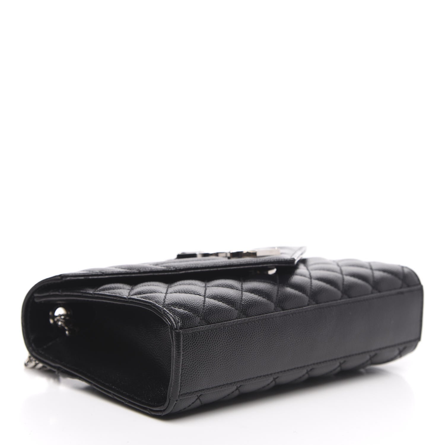 Saint Laurent Grain De Poudre Textured Mixed Matelasse Triquilt Small Monogram Satchel Black 4 of 12