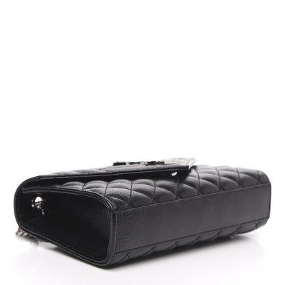 Saint Laurent Grain De Poudre Textured Mixed Matelasse Triquilt Small Monogram Satchel Black 4 of 12