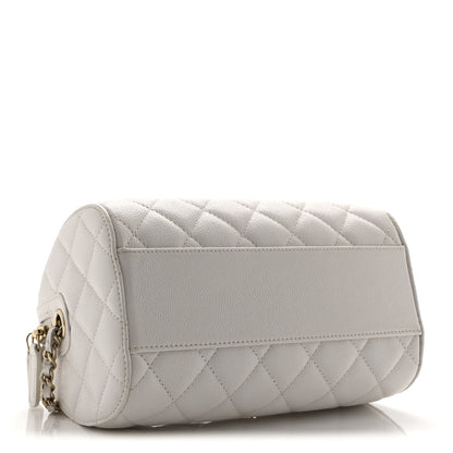 Chanel Caviar Quilted Barrel Clutch With Chain White 4 of 10