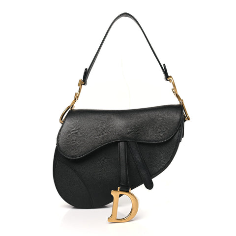 Grained Calfskin Saddle Bag Black