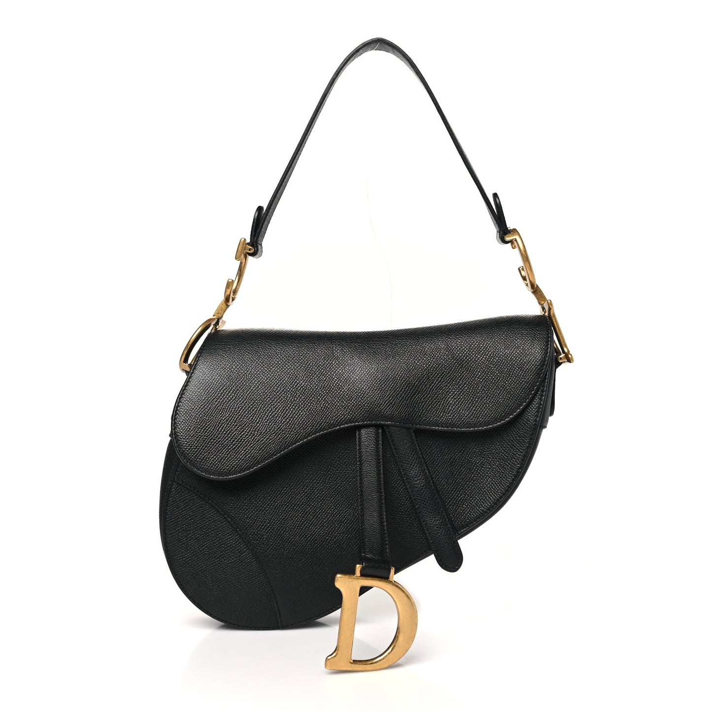 Grained Calfskin Saddle Bag Black