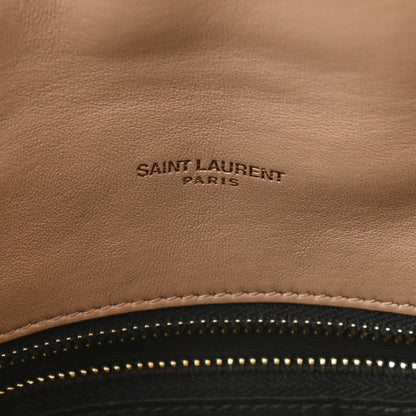 Saint Laurent Lambskin Quilted Toy Loulou Puffer Monogram Chain Satchel Dark Beige 6 of 12