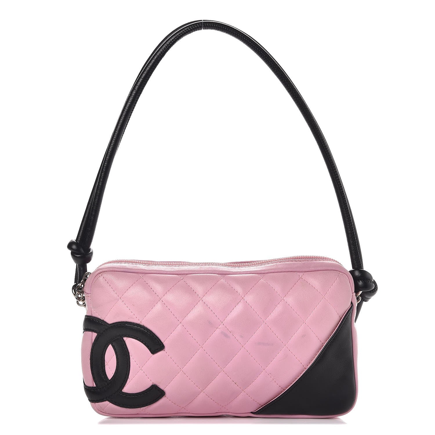 Chanel Calfskin Quilted Cambon Pochette Pink Black 1 of 14