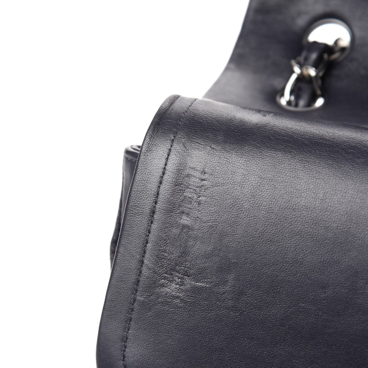 Lambskin Quilted Jumbo Double Flap Navy