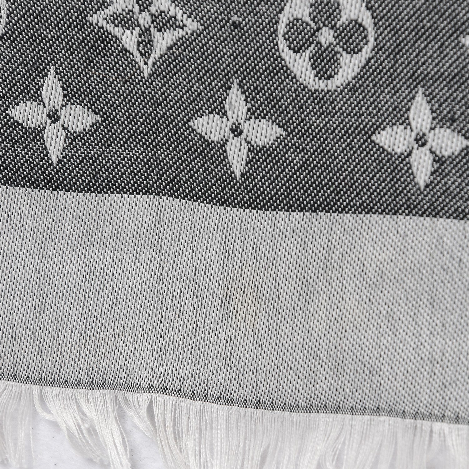 Louis Vuitton Silk Wool Monogram Denim Shawl Black 6 of 6