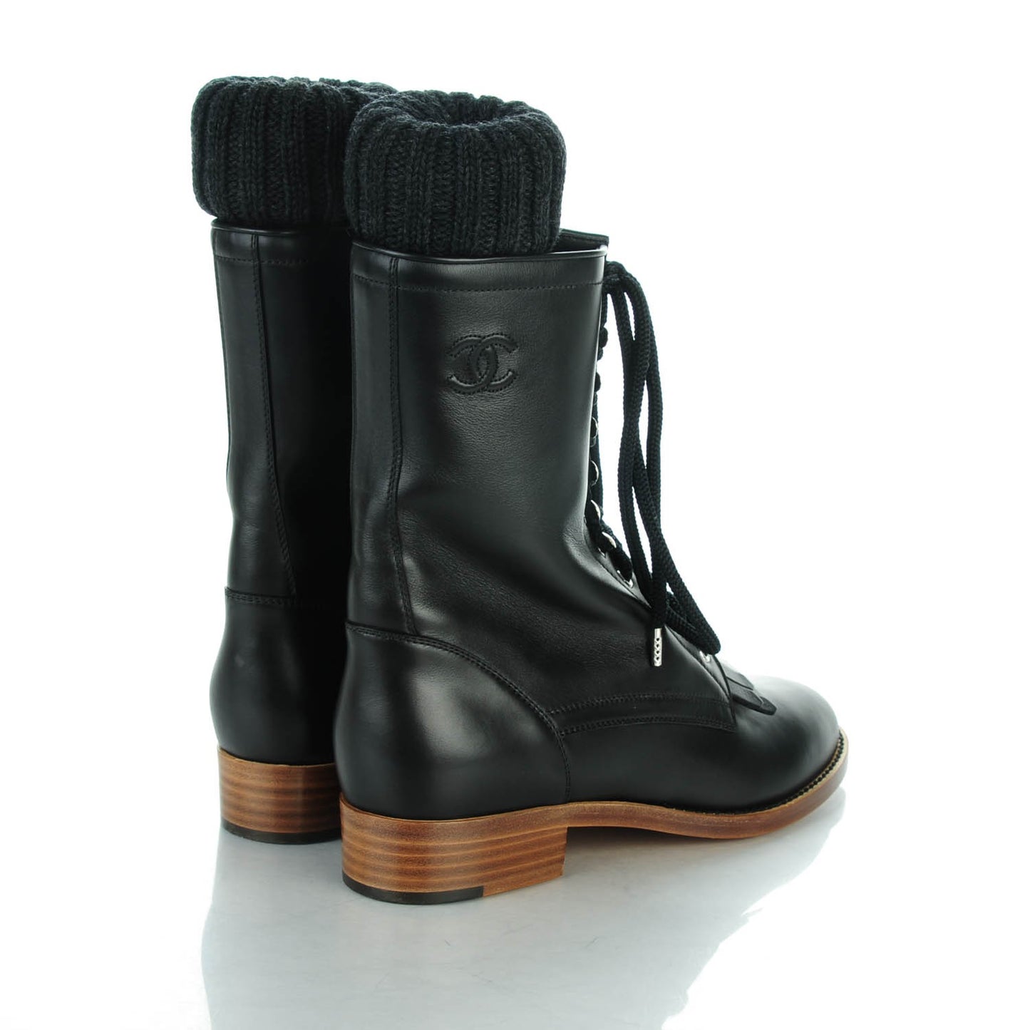Calfskin Sock High CC Combat Boots 42 Black