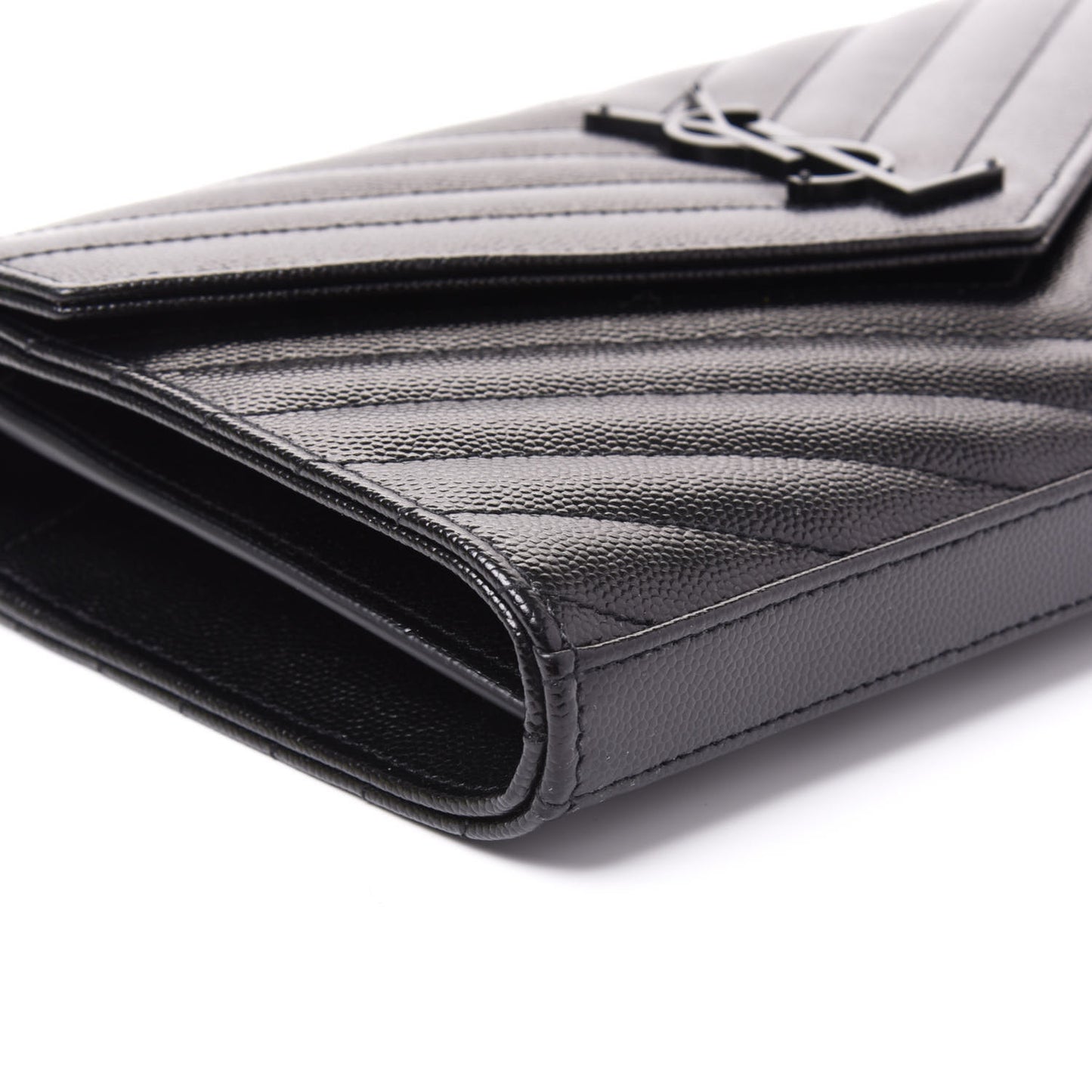 Grain De Poudre Matelasse Chevron Monogram Chain Wallet Black