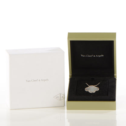 Van Cleef & Arpels 18K White Gold Mother of Pearl Magic Alhambra Pendant Necklace 3 of 6