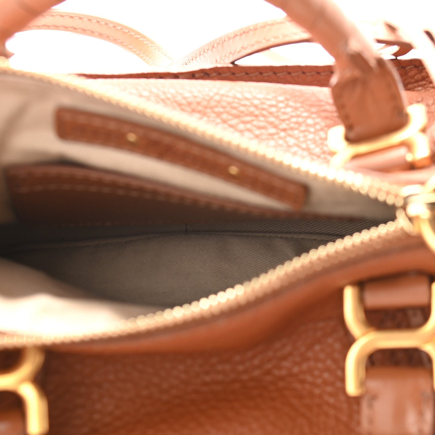 Shiny Small Grain Calfskin Mini Marcie Multi Fringe Satchel Tan