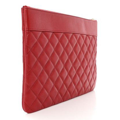Chanel Sheepskin Quilted Medium Vintage Mademoiselle Cosmetic Case Red 3 of 7