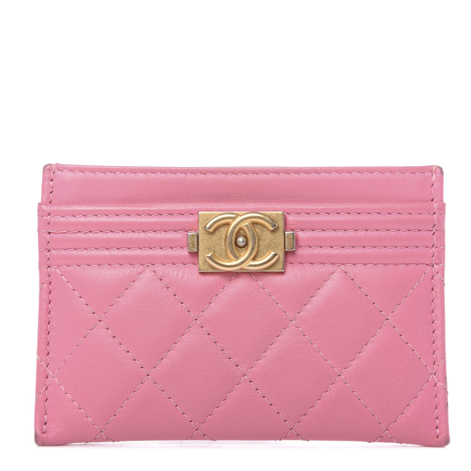 Chanel Lambskin Quilted Boy Card Holder Pink 1 of 12