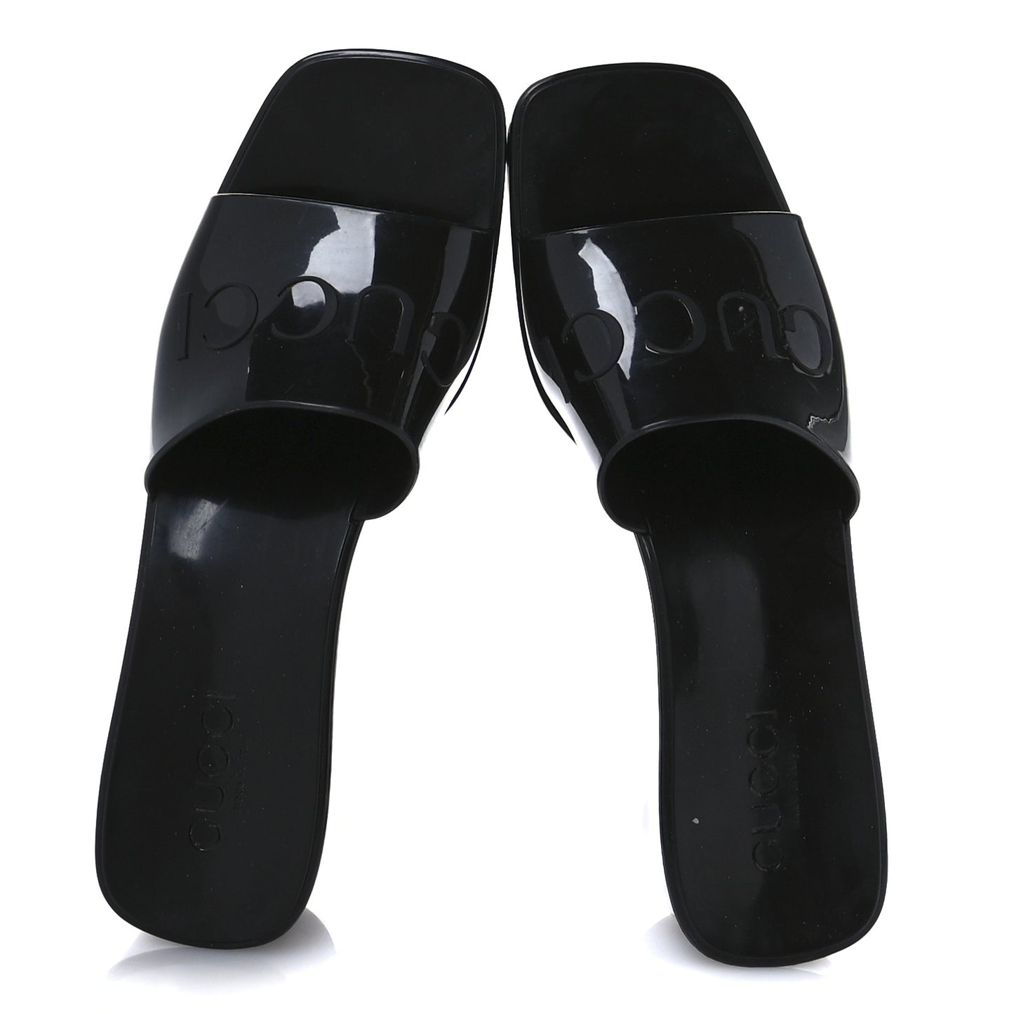 Rubber Gucci Logo Womens Platform 20/60mm Slide Sandals 38 Black