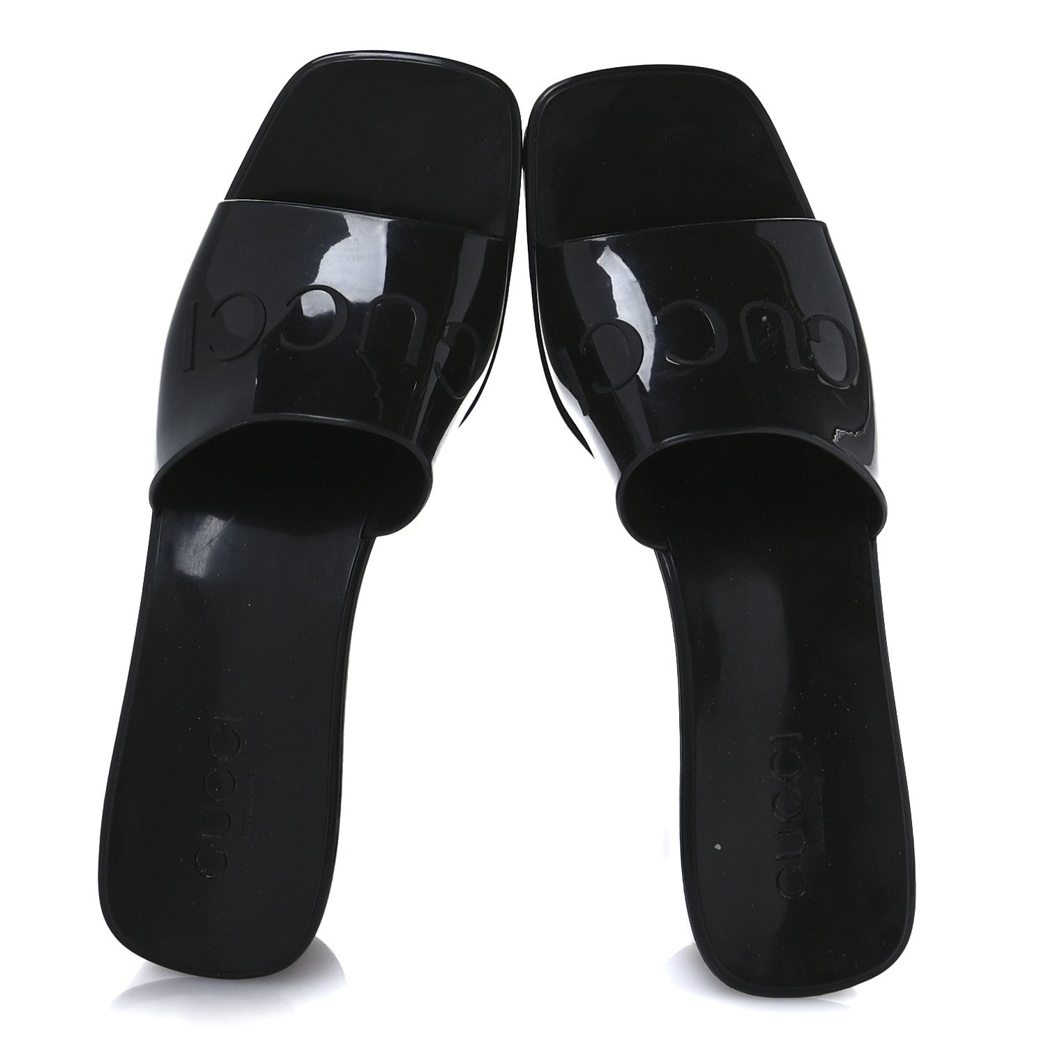 Gucci Rubber Gucci Logo Womens Platform 20/60mm Slide Sandals 38 Black 2 of 9