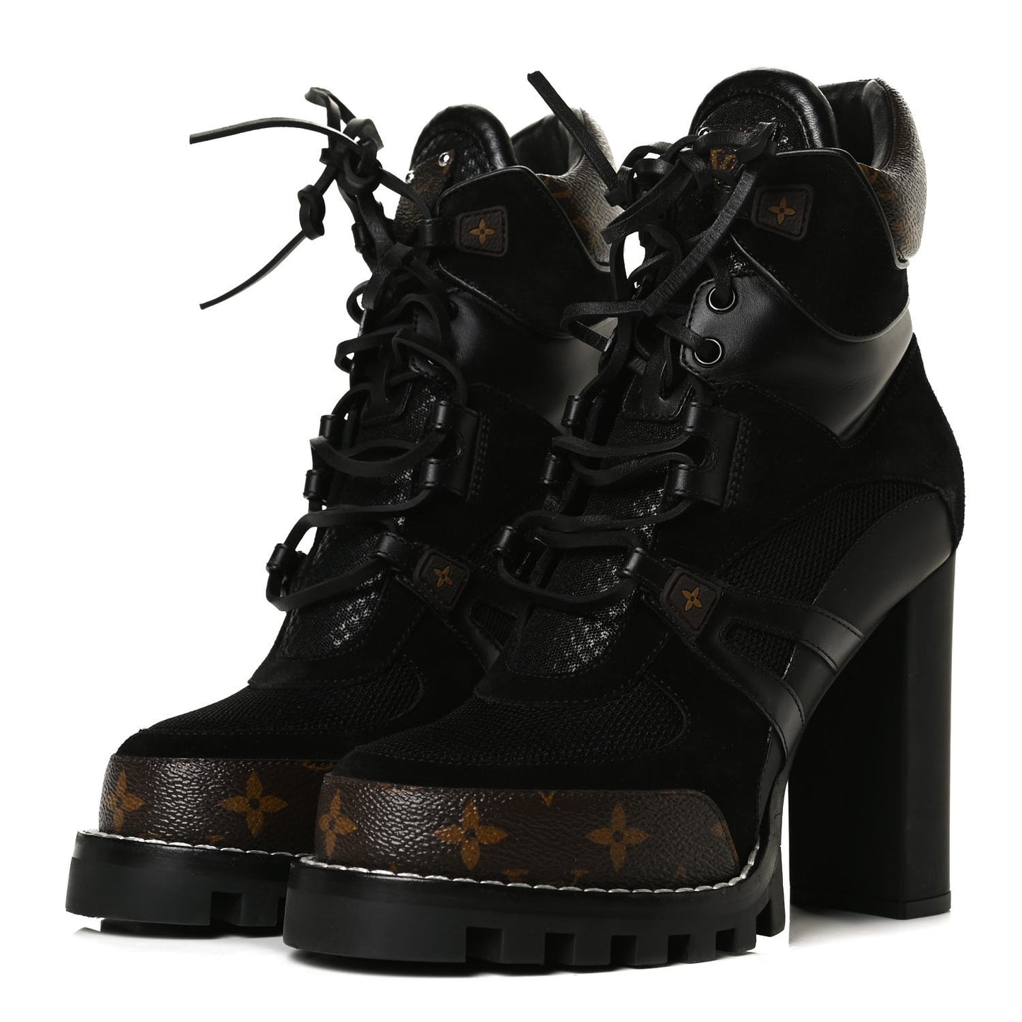 Suede Calfskin Monogram Star Trail Ankle Boots 40 Black