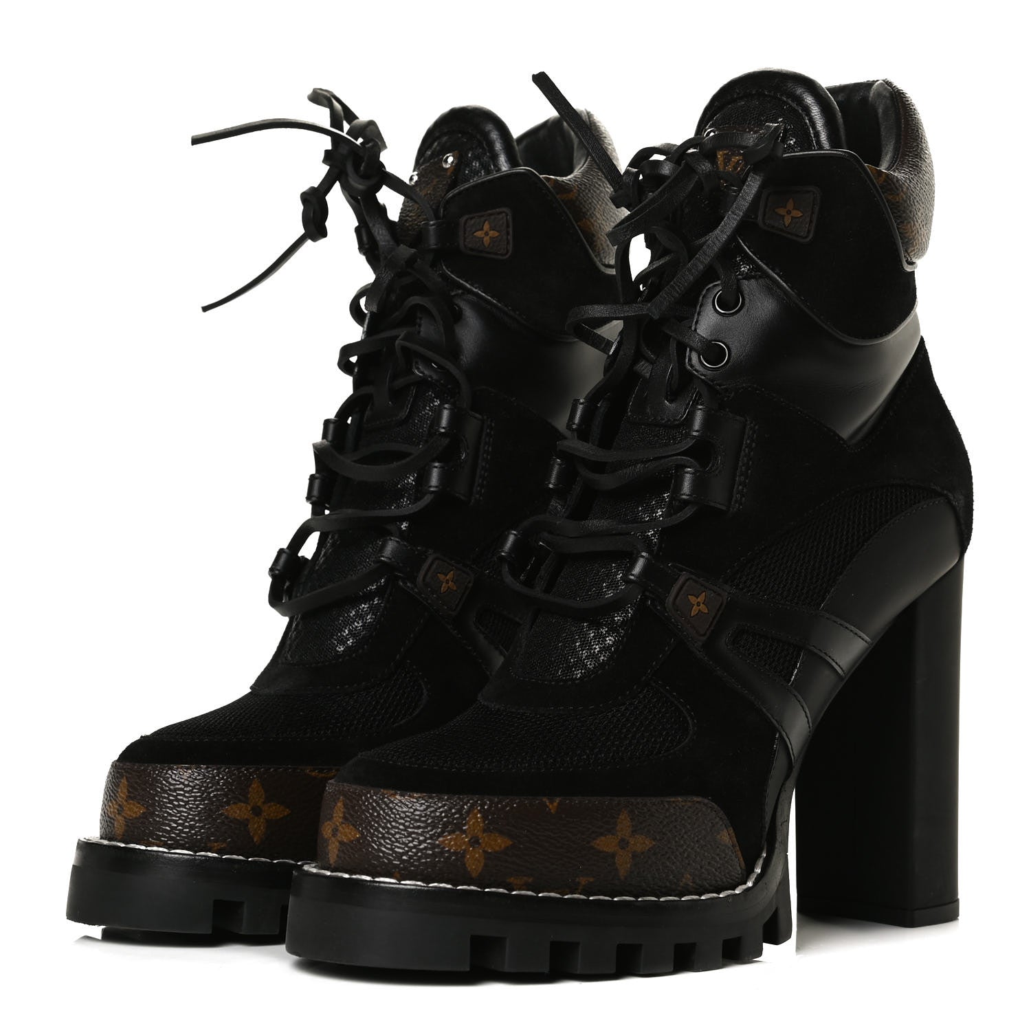 Louis Vuitton Suede Calfskin Monogram Star Trail Ankle Boots 40 Black 3 of 9
