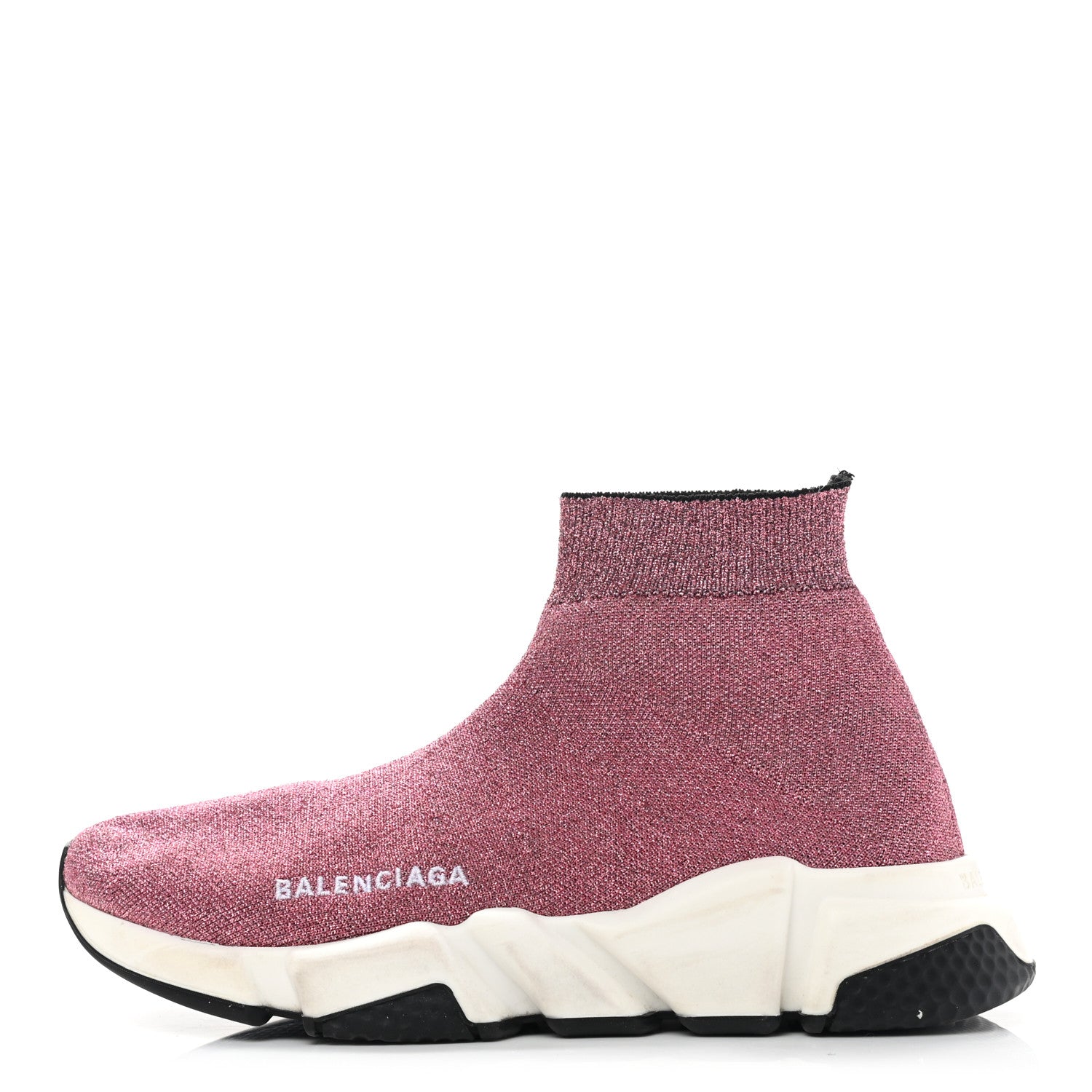 Balenciaga Laminated Knit Bi-Color Sole Womens Speed Sneakers 37 Pink White Black 1 of 10