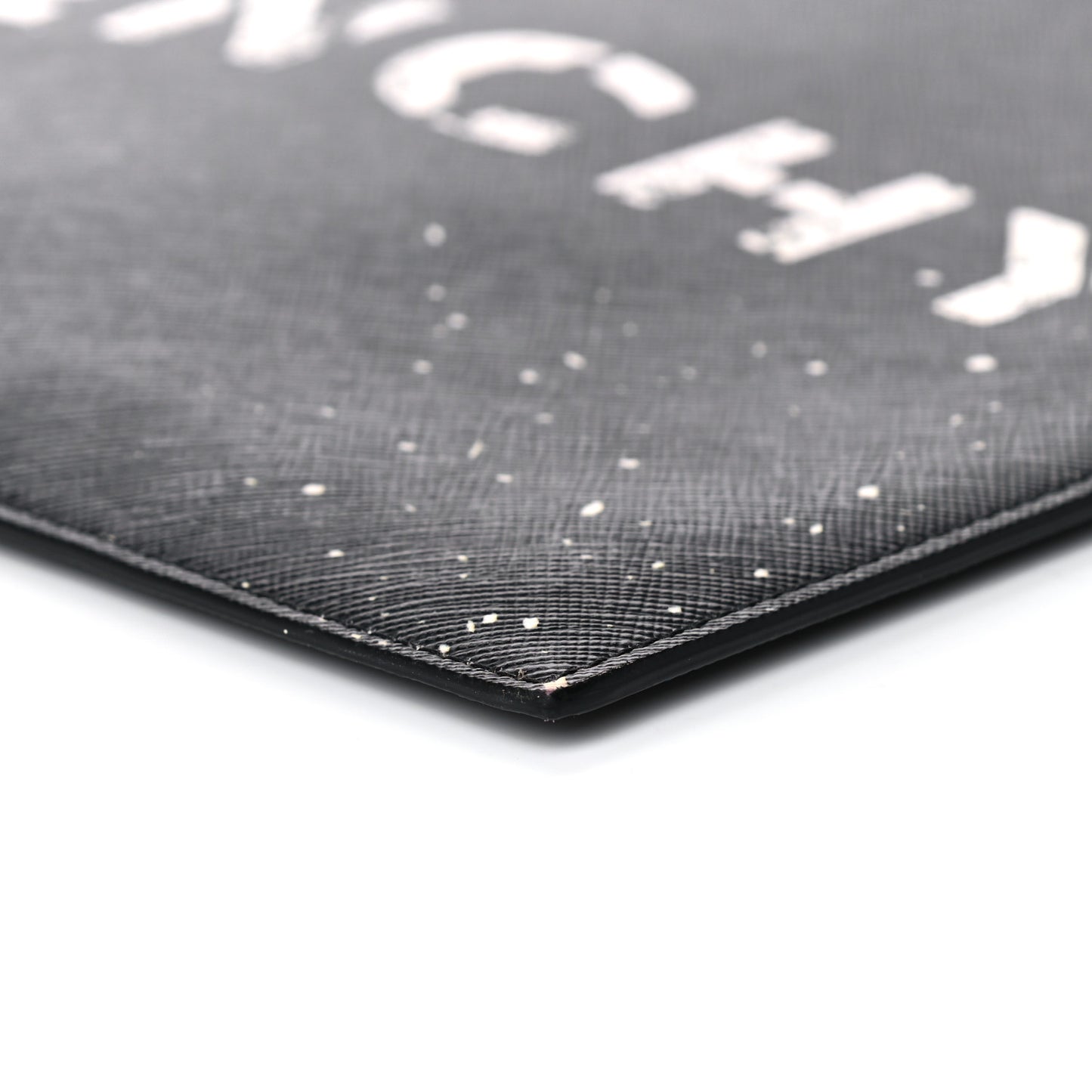 Textured Coated Canvas Iconic Paint Splatter Prints Flat Medium Clutch Bag Black