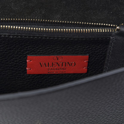 Valentino Garavani Pebbled Calfskin Rockstud Side Slip Crossbody Black 9 of 10