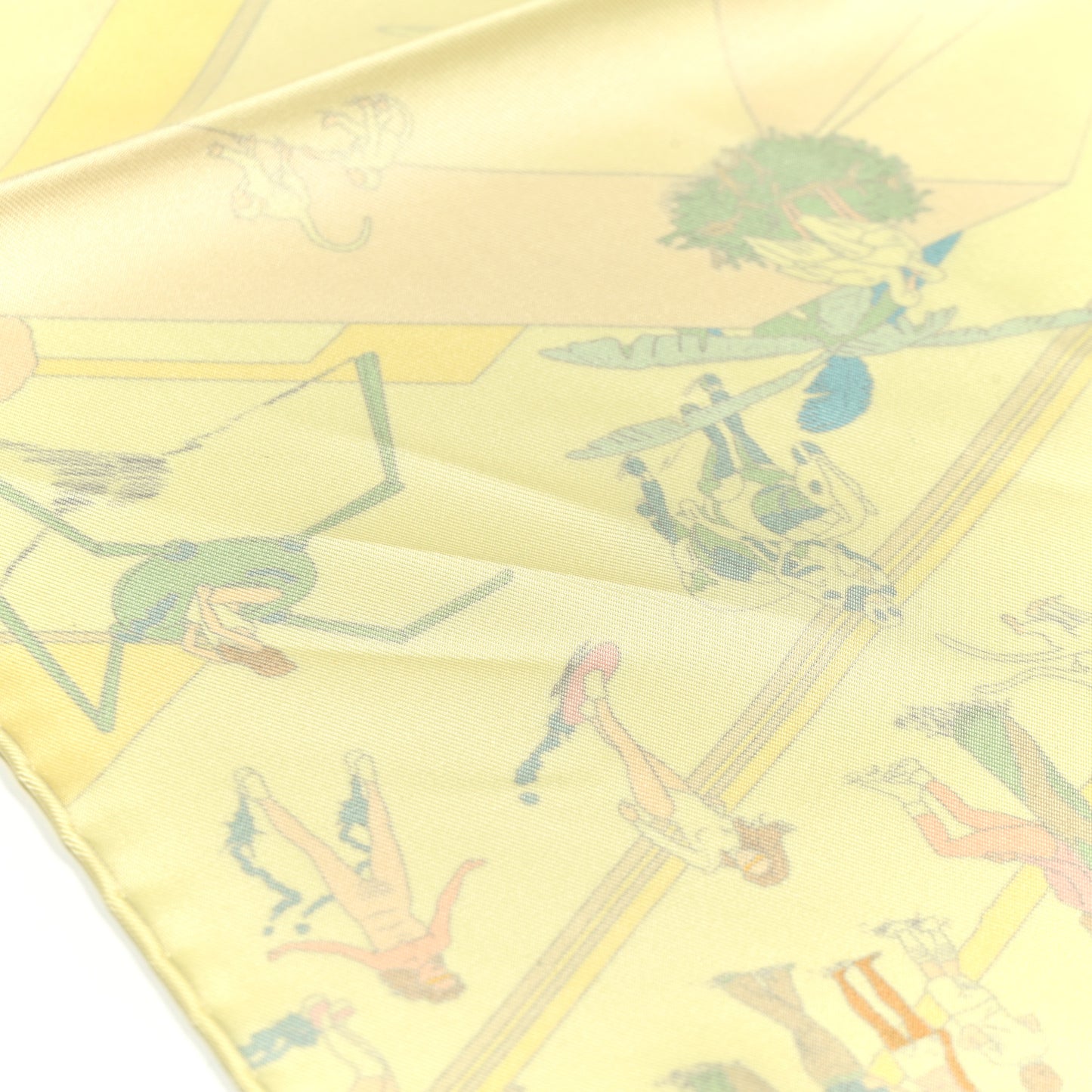 Silk On The Beach Scarf 90 Jaune Soufre Aqua