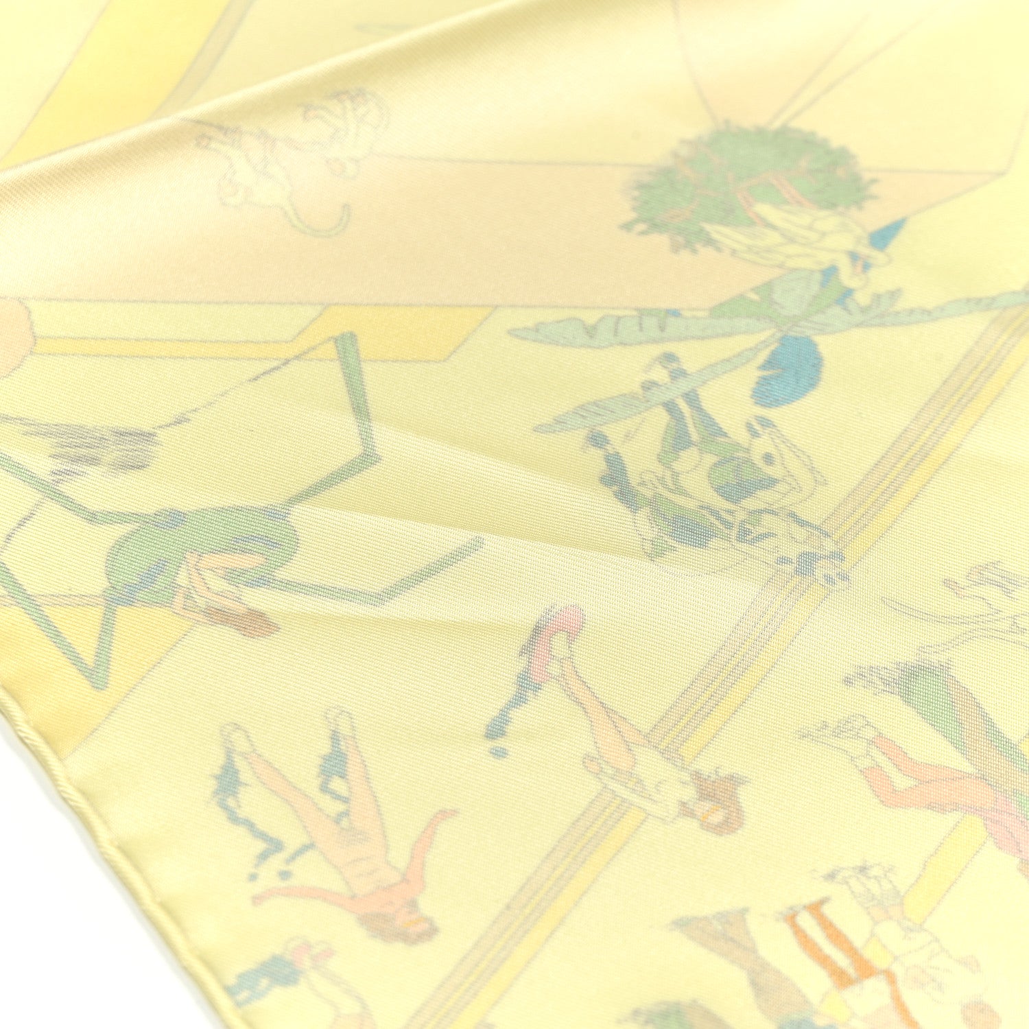 Hermes Silk On The Beach Scarf 90 Jaune Soufre Aqua 5 of 5