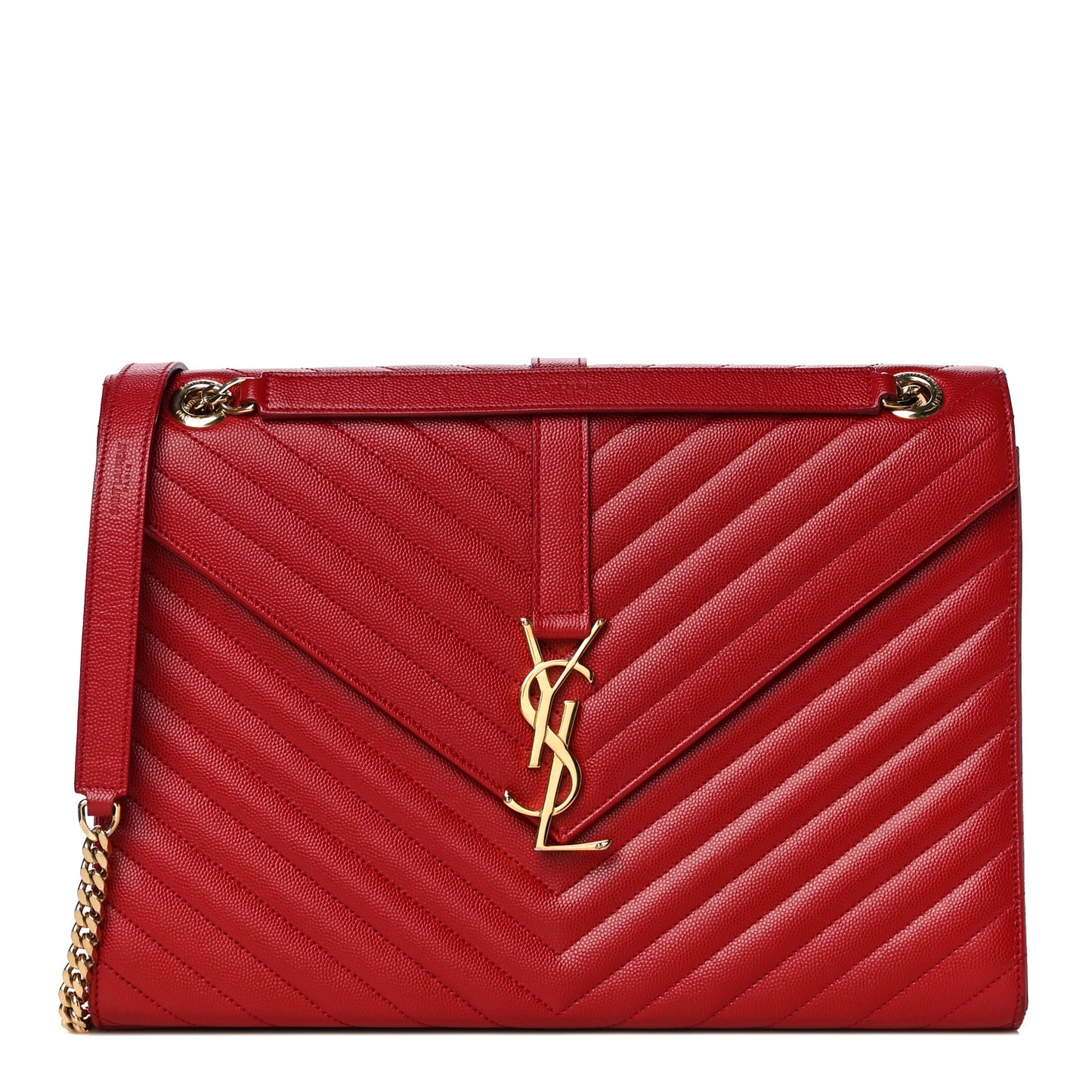 Grain De Poudre Matelasse Chevron Large Monogram Satchel Lipstick Red