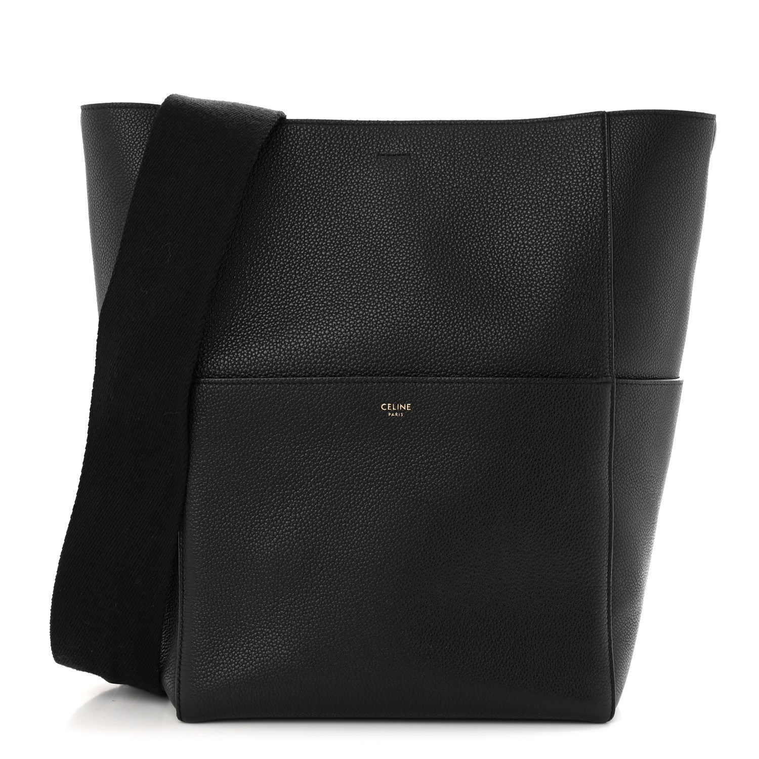 Celine Soft Grained Calfskin Sangle Bucket Bag Black 1 of 14