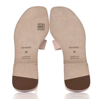 Hermes Box Calfskin Oran Sandals 39 Rose Pale 6 of 10