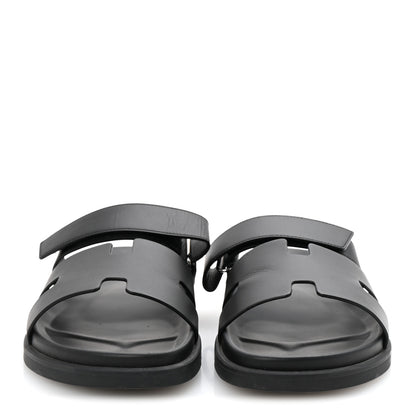 Hermes Calfskin Mens Chypre Sandals 44.5 Black 3 of 10