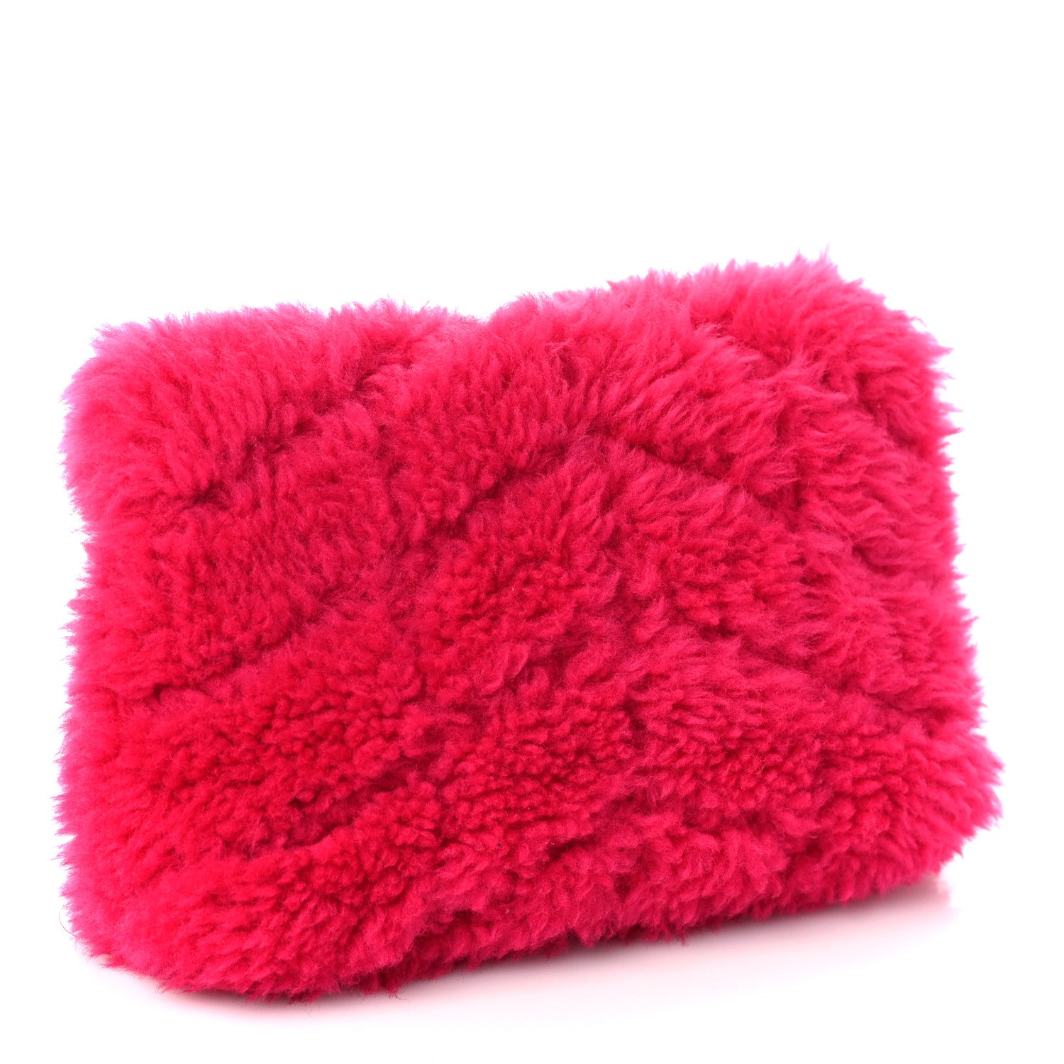 Saint Laurent Shearling Quilted Loulou Puffer Pouch Clutch Fuxia 3 of 8