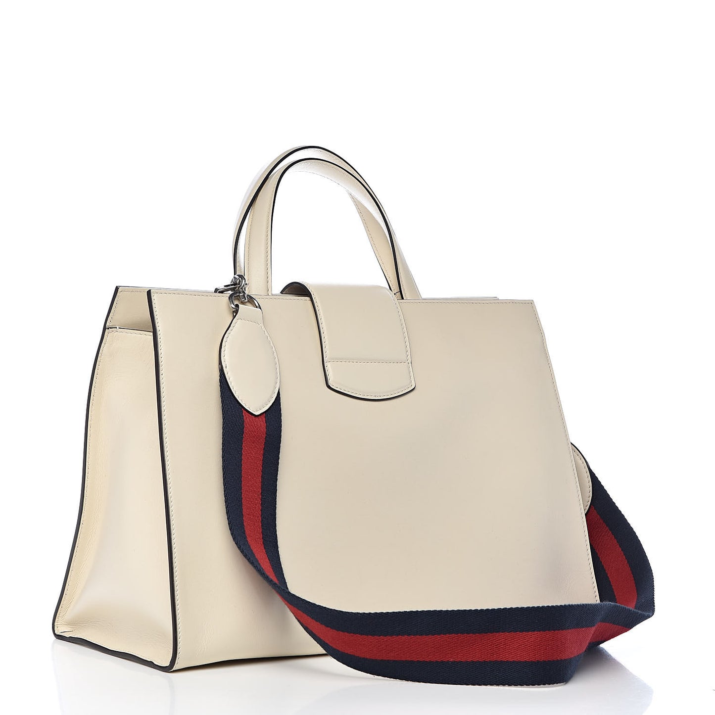 Calfskin Web Stripe Large Dionysus Tote Bag White