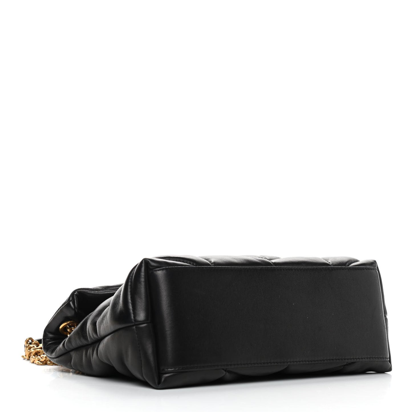Lambskin Quilted Small Loulou Puffer Monogram Chain Satchel Black