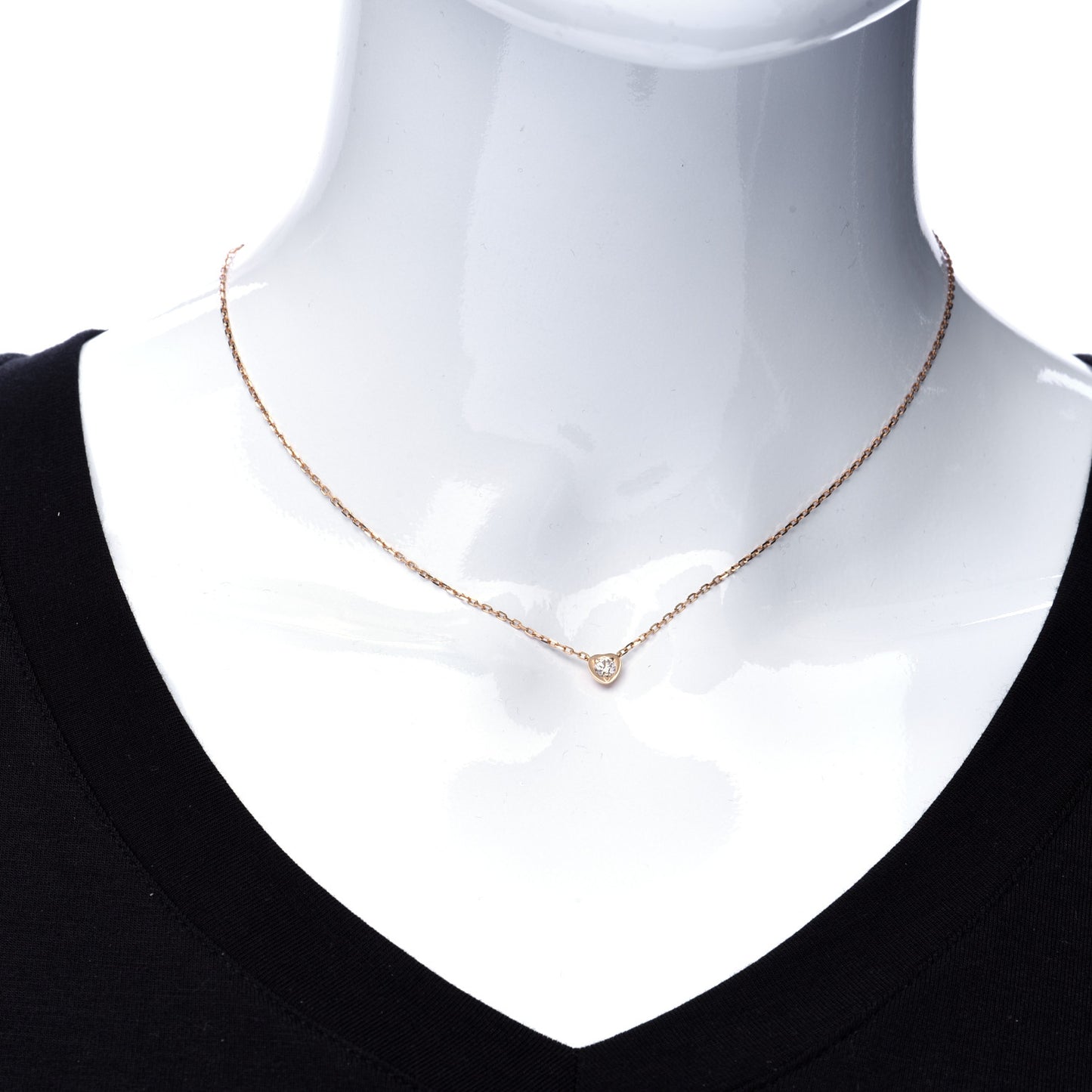 18K Pink Gold Diamond D'Amour Heart Pendant Necklace