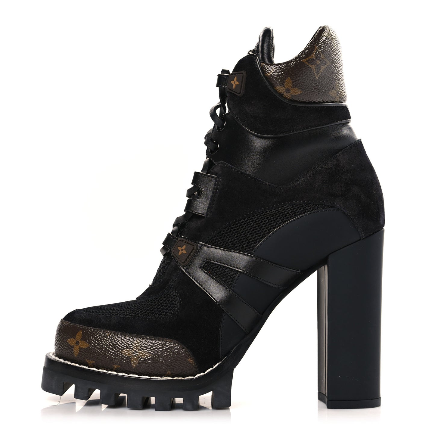 Suede Calfskin Monogram Star Trail Ankle Boots 39 Black