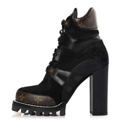 Louis Vuitton Suede Calfskin Monogram Star Trail Ankle Boots 39 Black 1 of 8