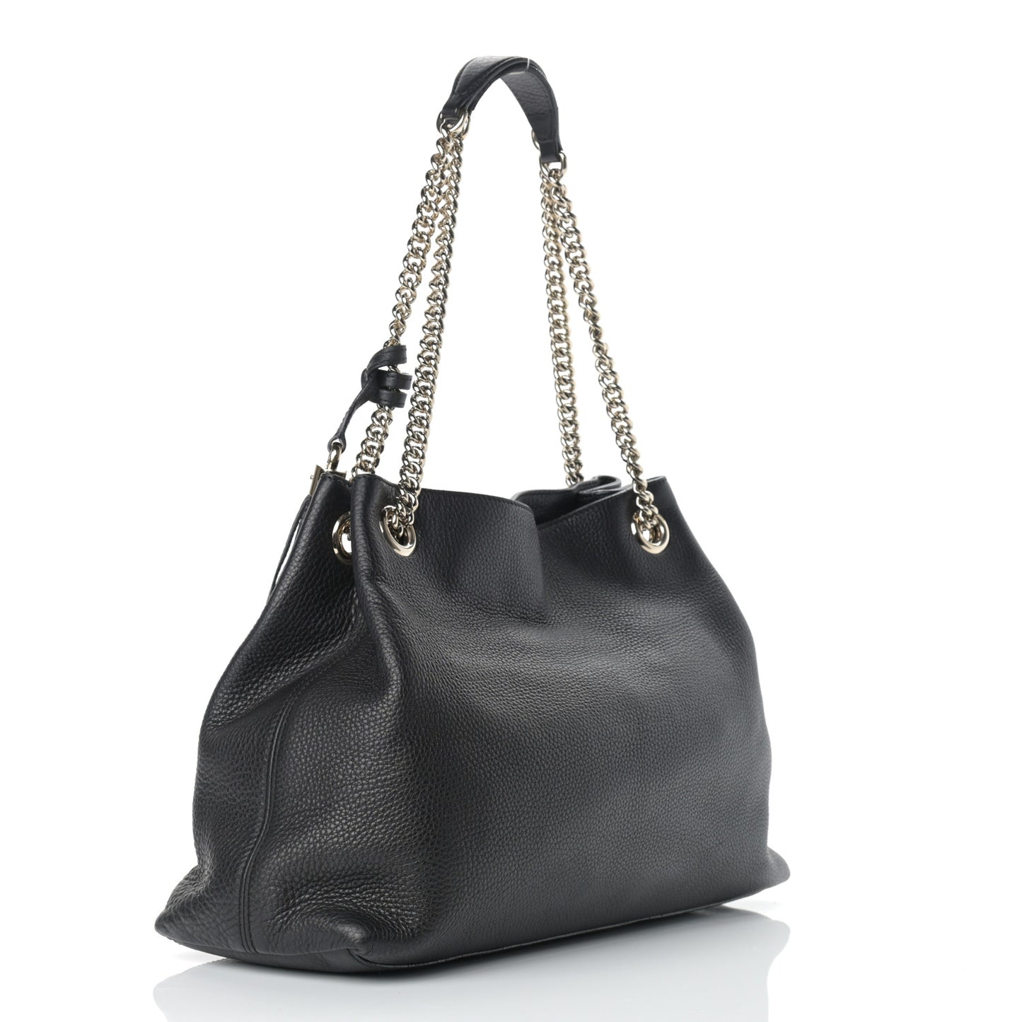Pebbled Calfskin Medium Soho Chain Shoulder Bag Black