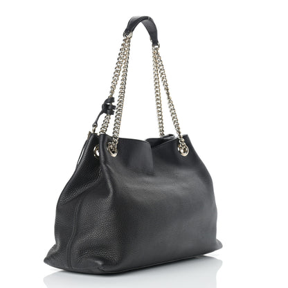 Gucci Pebbled Calfskin Medium Soho Chain Shoulder Bag Black 3 of 11