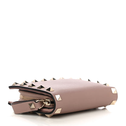 Valentino Garavani Calfskin Rockstud Compact Bi-Fold Wallet Poudre 3 of 12