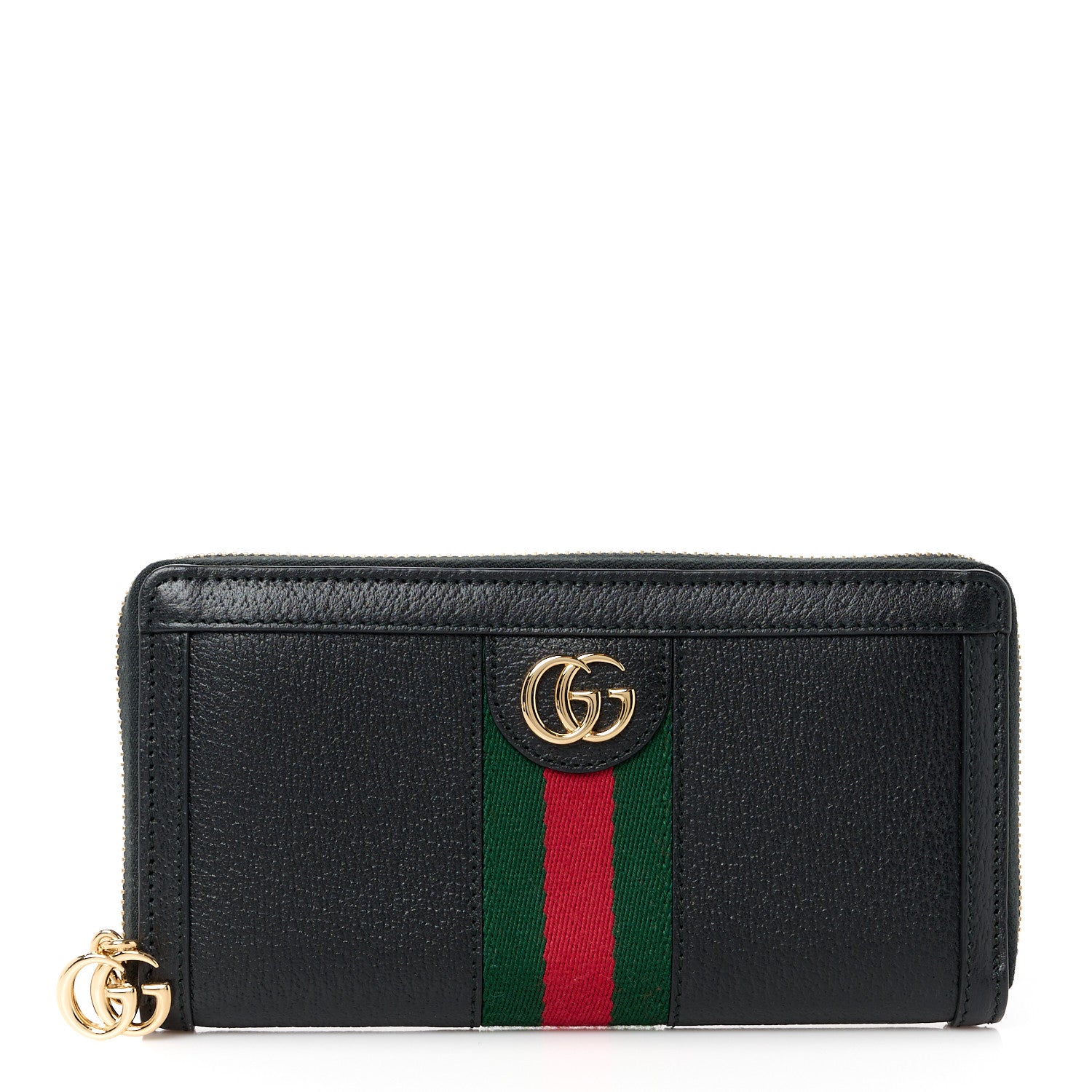 Gucci Calfskin Web Ophidia Zip Around Wallet Black 1 of 11