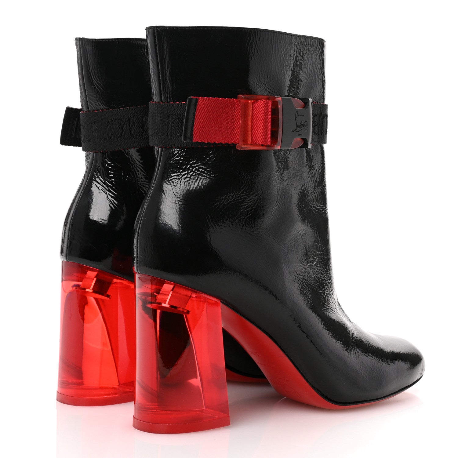 Christian Louboutin Patent Vogue Plexi Telesiege 85 Ankle Boots 38.5 Black Loubi Transparent 6 of 10