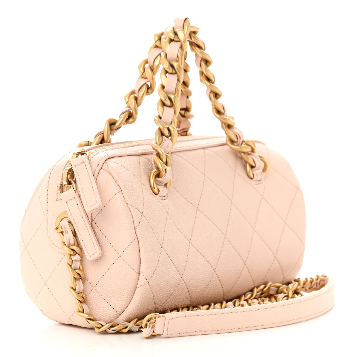 Chanel Caviar Quilted Small Fashion Therapy Bowling Bag Beige 3 of 11