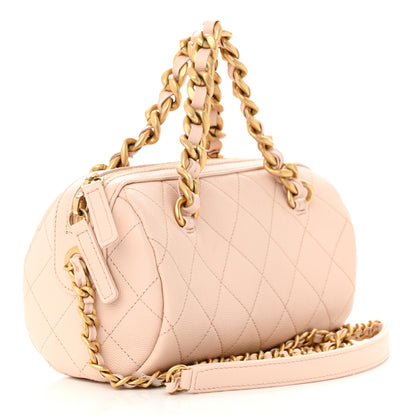 Chanel Caviar Quilted Small Fashion Therapy Bowling Bag Beige 3 of 11