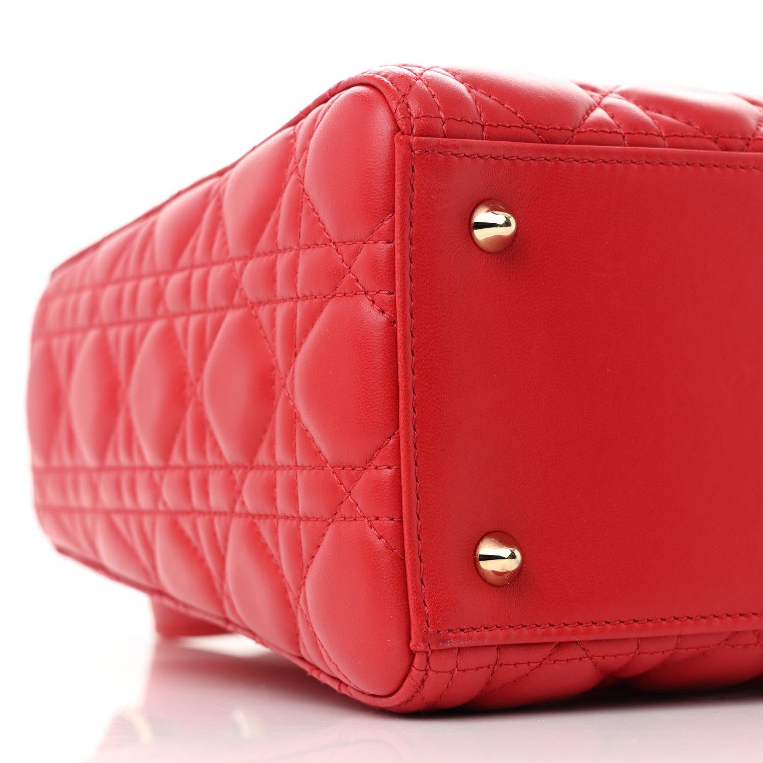 Christian Dior Lambskin Cannage Medium Lady Dior Red 9 of 11