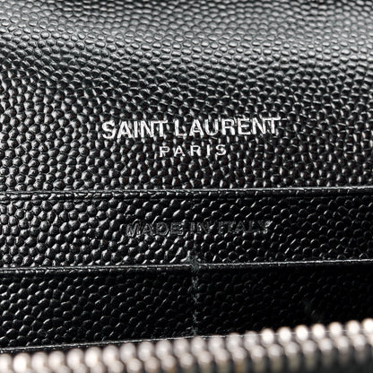 Saint Laurent Grain De Poudre Matelasse Chevron Monogram Chain Wallet Black 8 of 14