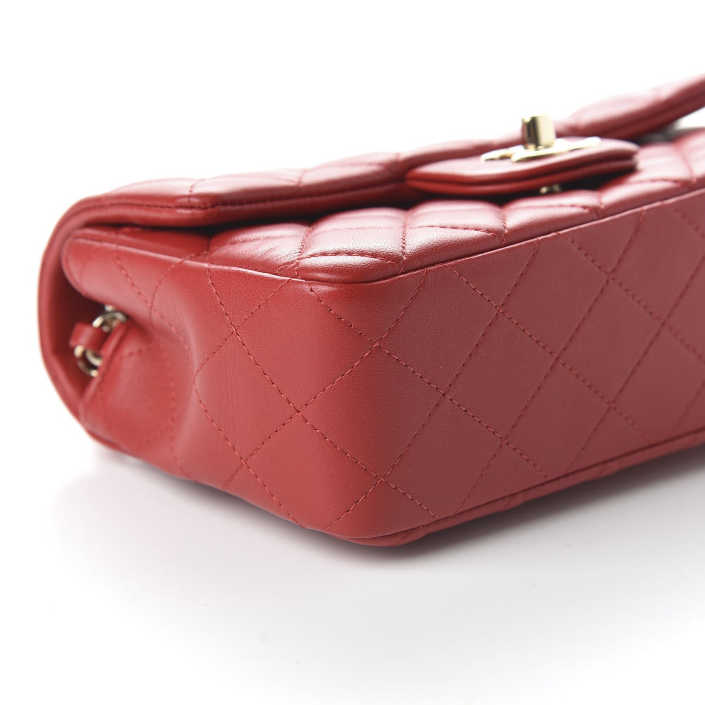 Lambskin Quilted Mini Rectangular Flap Red