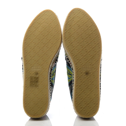 Gucci Tapestry Brocade Blind For Love Espadrilles 37 Acquamarine Green Black 5 of 8